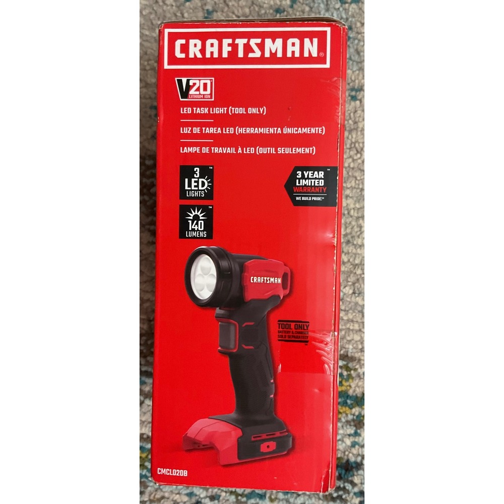 Craftsman V20 LED Task‎ Light 140 Lumens Pivoting Head CMCL020B Tool Only